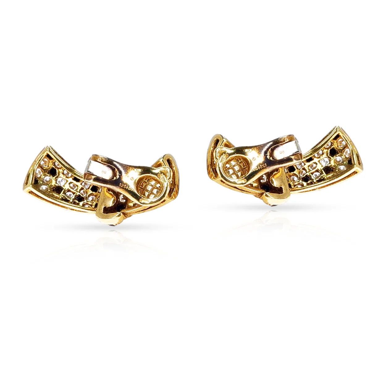 Van Cleef & Arpels Diamond and Black Onyx Bow Necklace and Earring Set