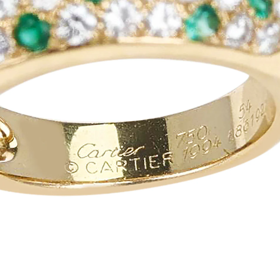 Cartier French Round Emerald and Diamond Ring, 18K