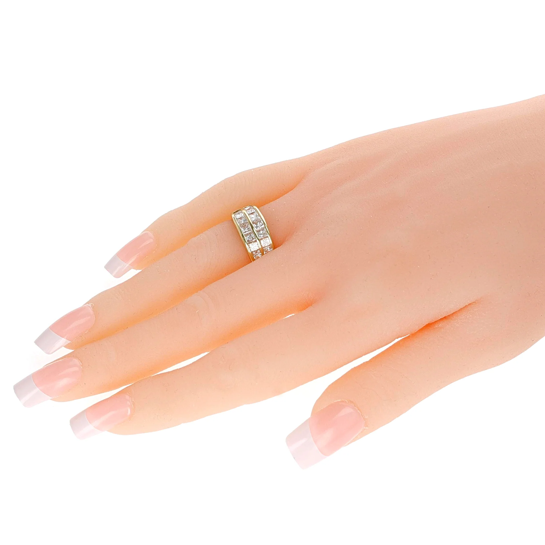 Two Row Diamond Band, 18K Yellow Gold