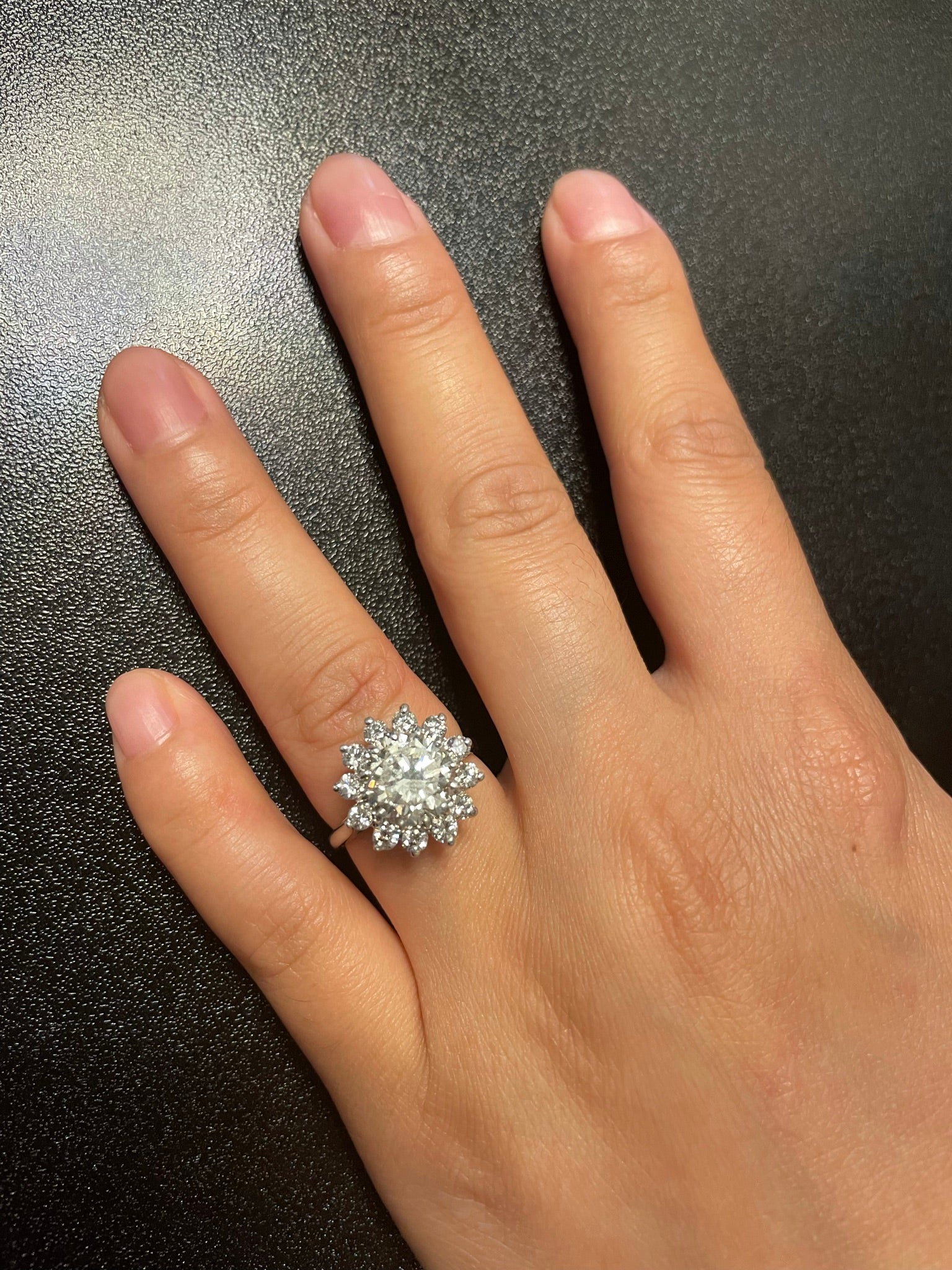 2.59 ct. M VVS2 Round Diamond Ring accented with Diamonds, Platinum