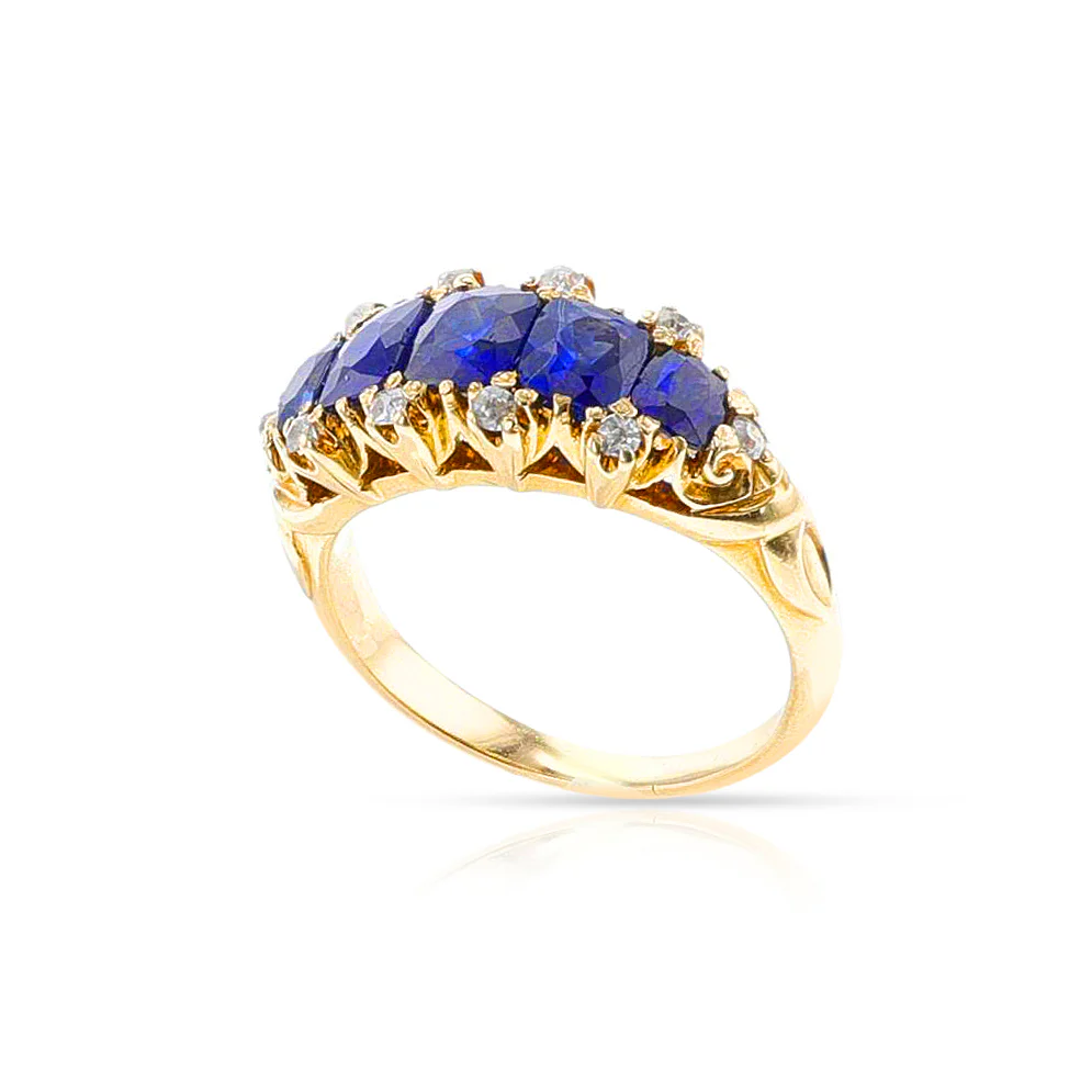 Victorian Sapphire and Diamond Ring, 18k Gold