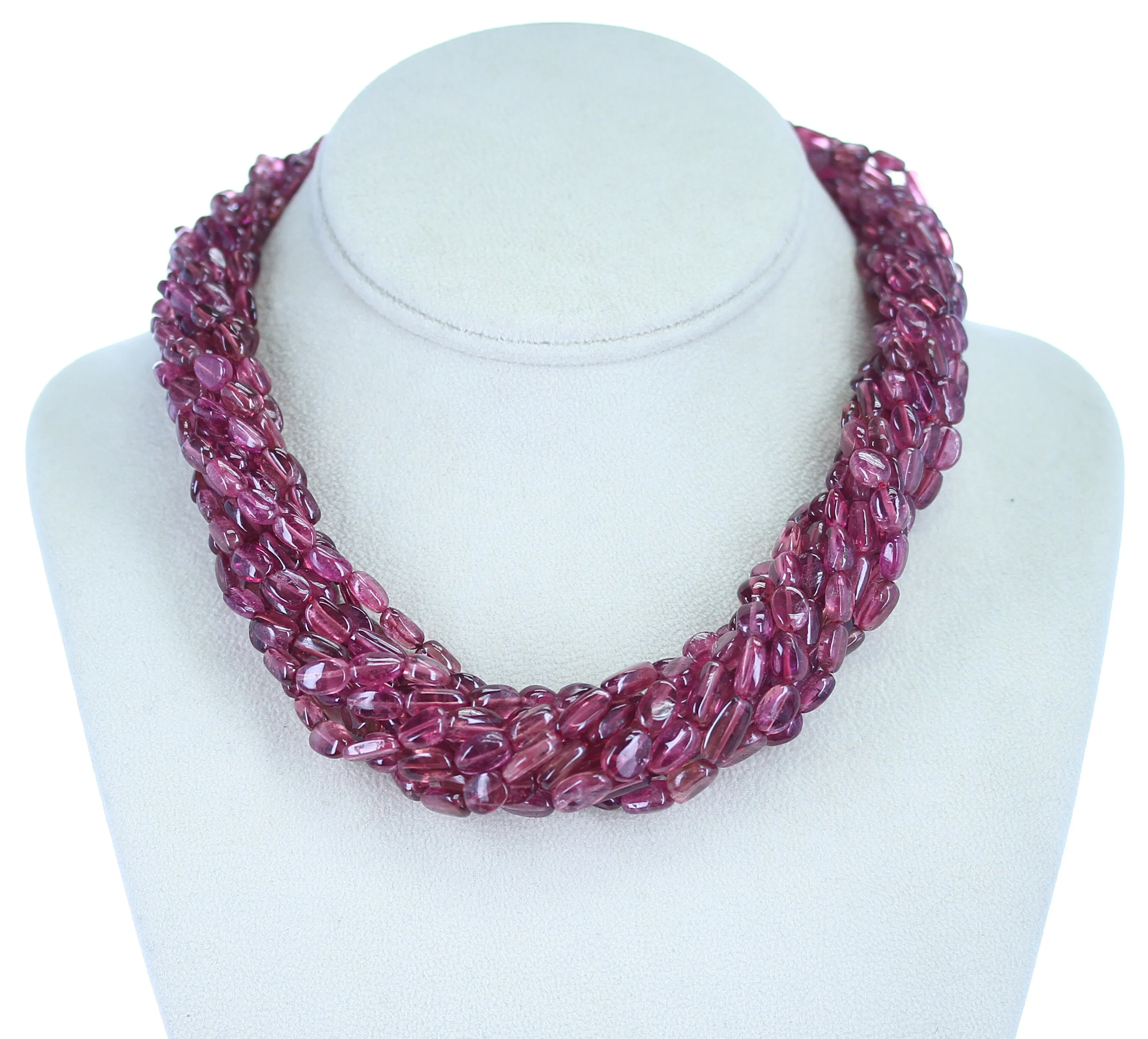Genuine & Natural Plain & Smooth Tourmaline Tumbled Beads Choker Necklace
