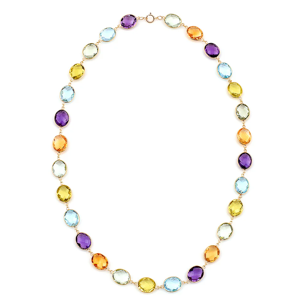 Citrine, Purple and Green Amethyst, Blue and Lemon Topaz, 18k