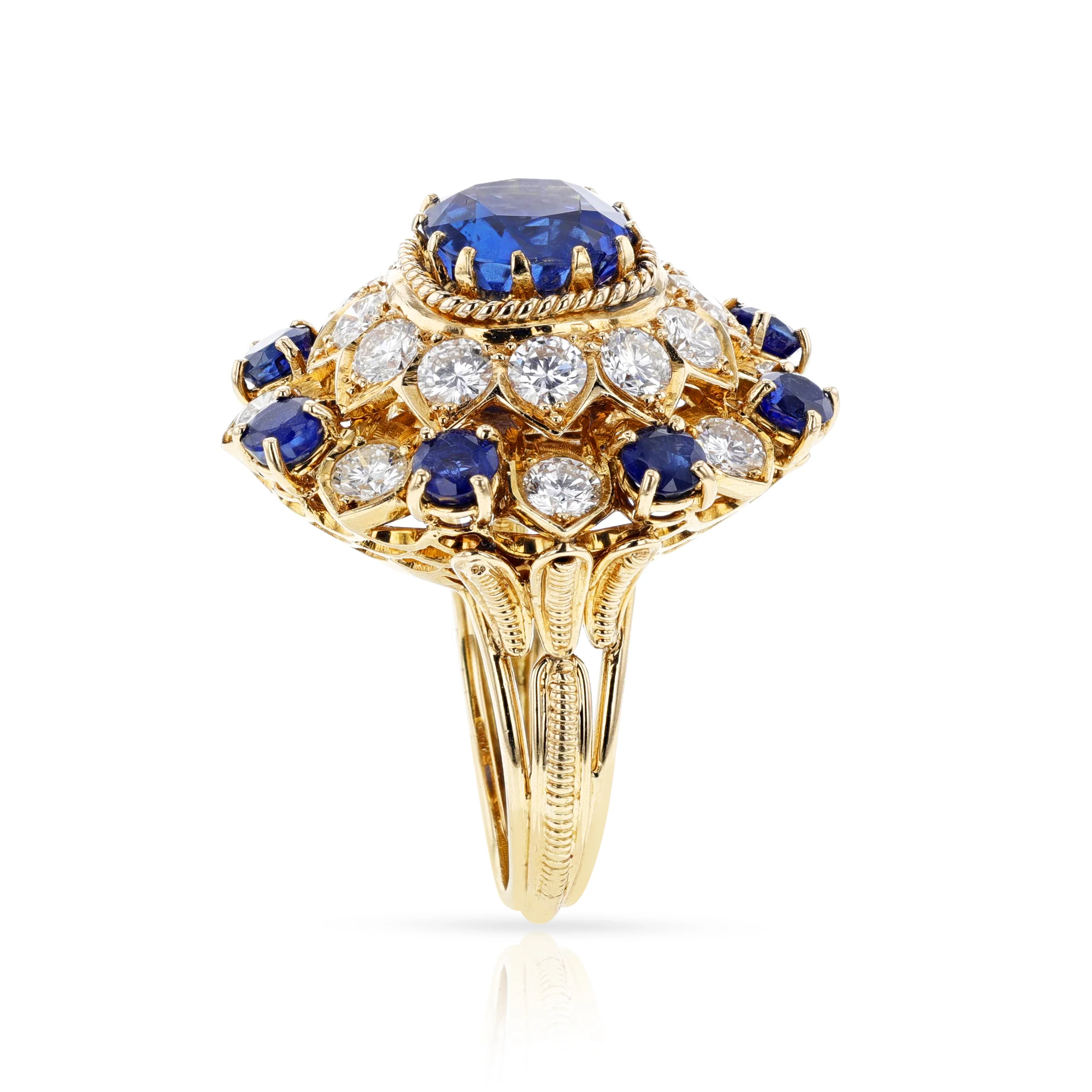 Vourakis Certified Unheated Sapphire and Diamond Earrings, Brooch, and Ring Suite 18k