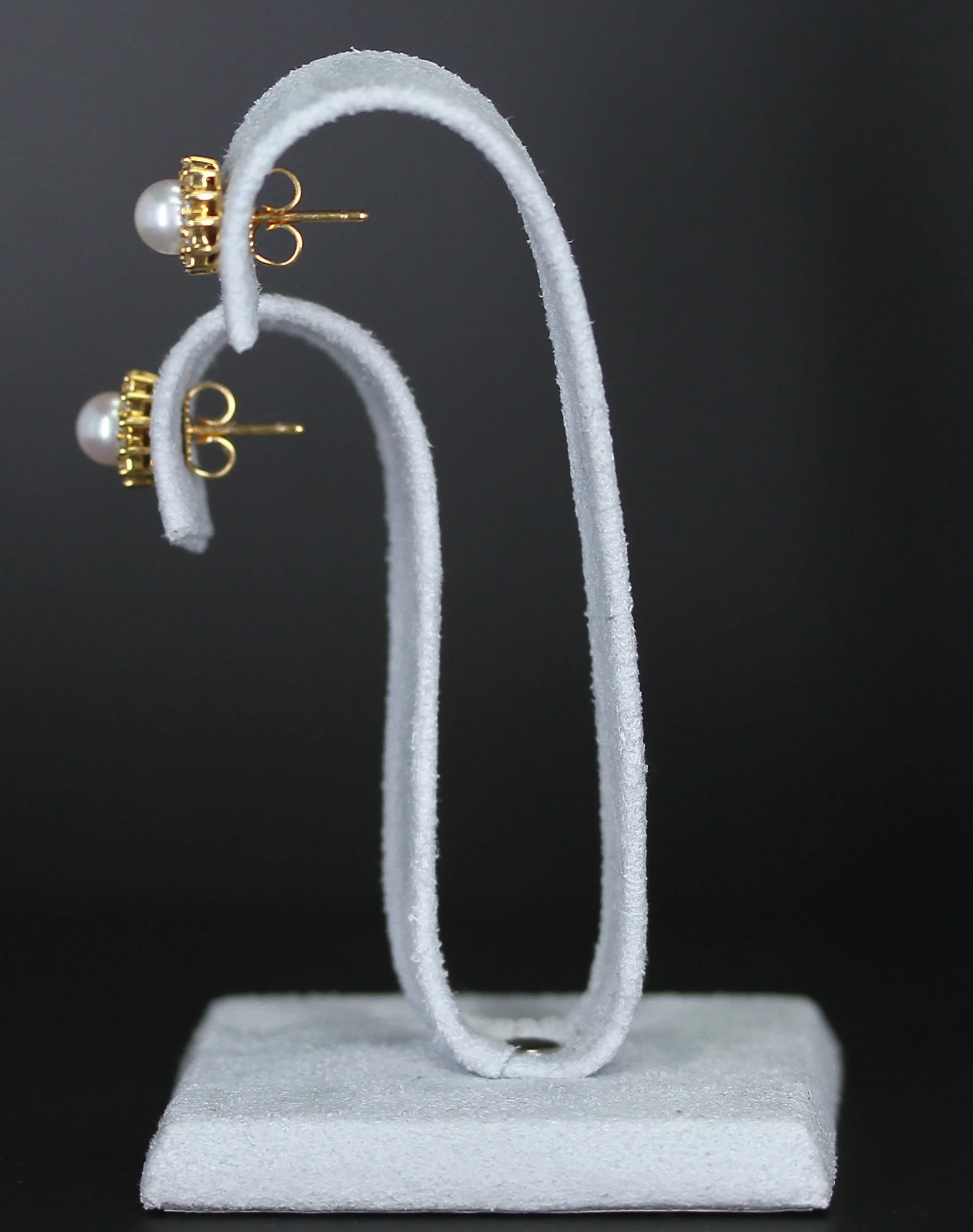 Tiffany & Co. Pearl and Diamond Earrings, 18 Karat Yellow Gold