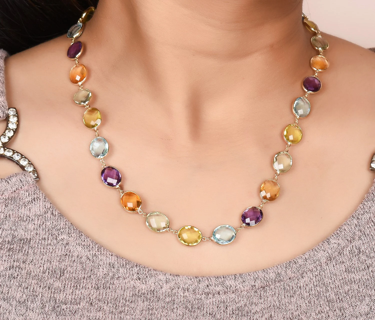 Citrine, Purple and Green Amethyst, Blue and Lemon Topaz, 18k