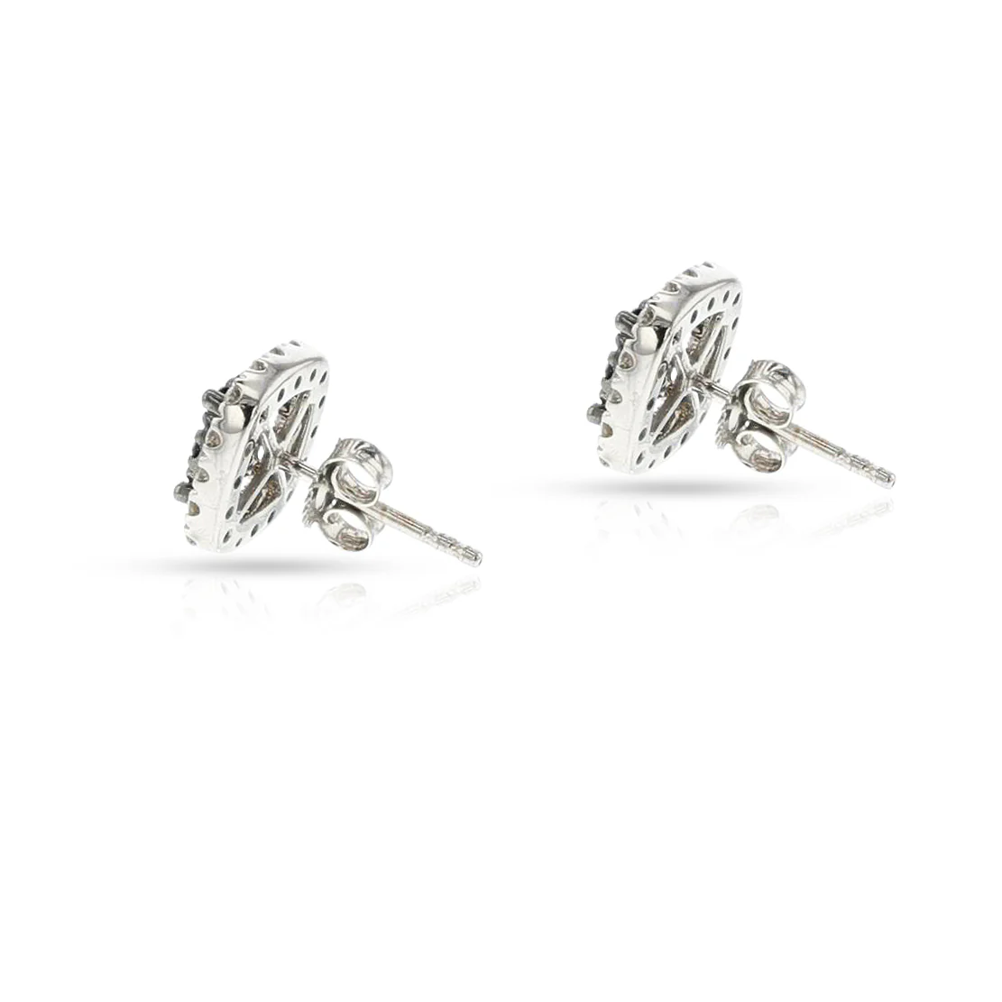 Blue Diamond and White Diamond Square Studs, 18K