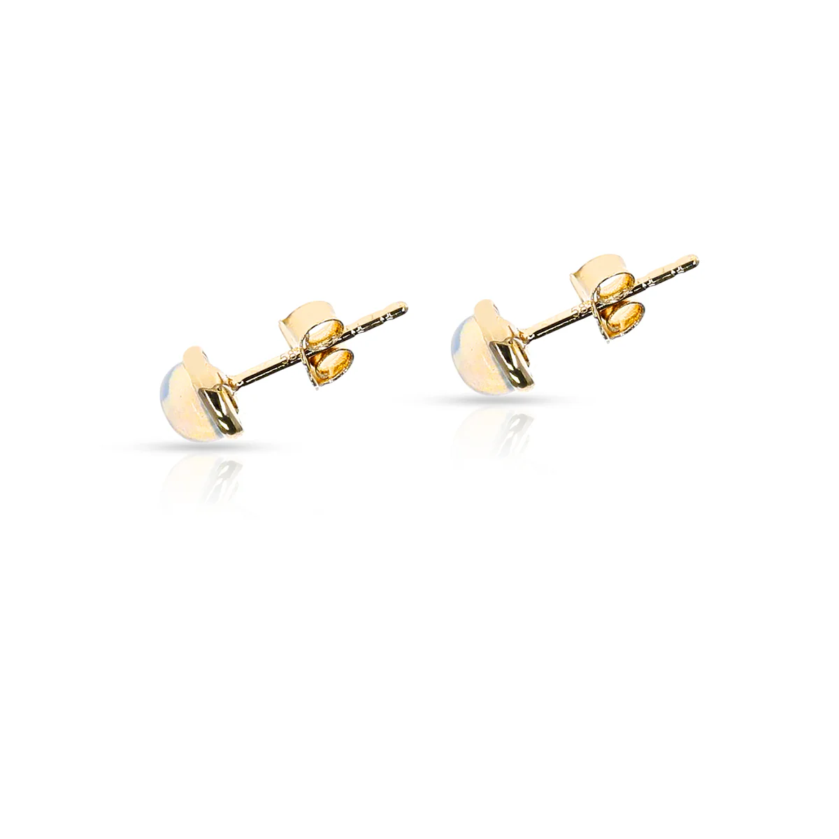 Opal Round Cabochon Stud Earrings, 18k
