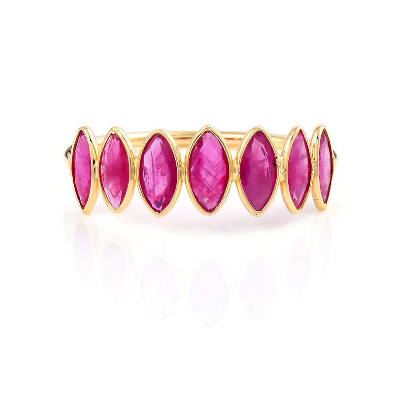 Multi Sapphire single Layer Band, 18K Gold