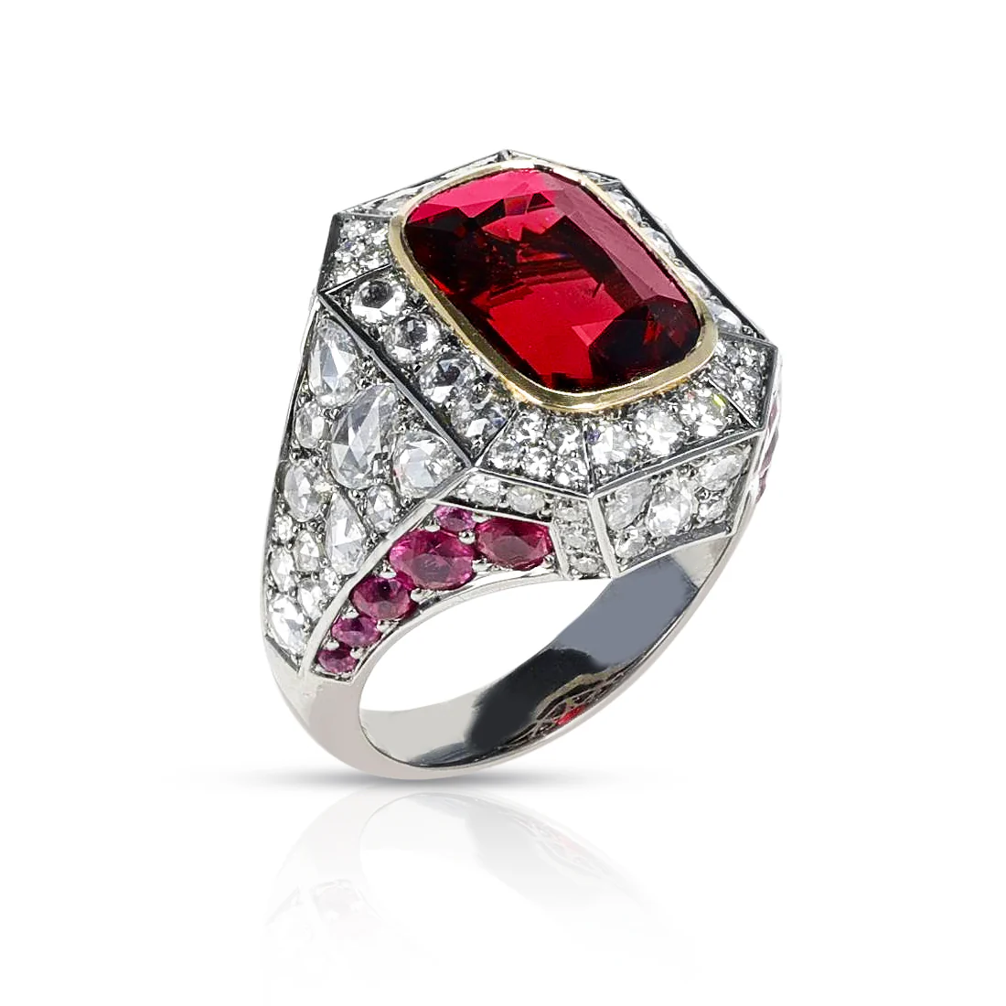 5.22 ct. Unheated Vivid Red Burma Spinel Ring, 18k