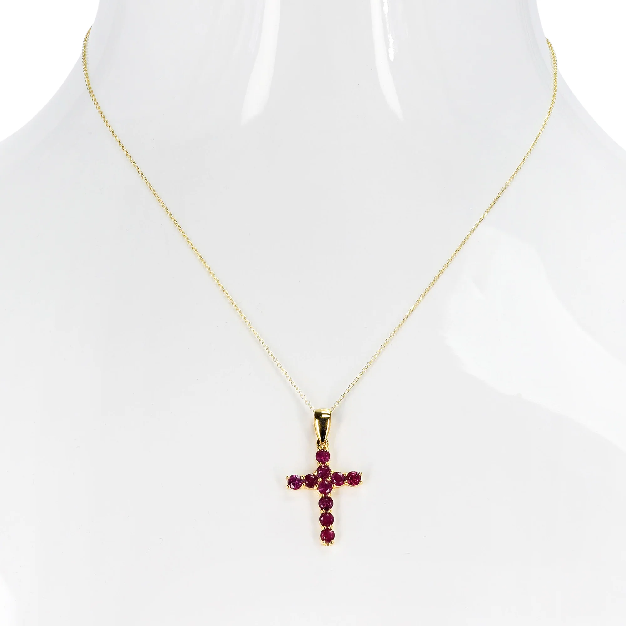 Gemstone Cut-Stone Cross Pendant, 18k