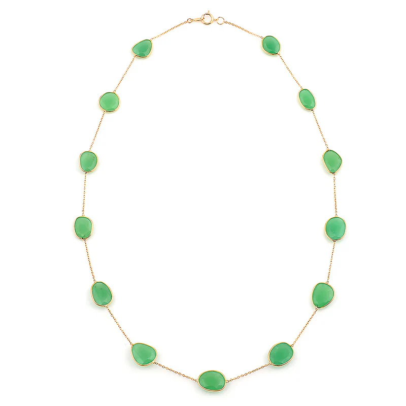 Mixed Cut Large Gemstone Necklace, 18k