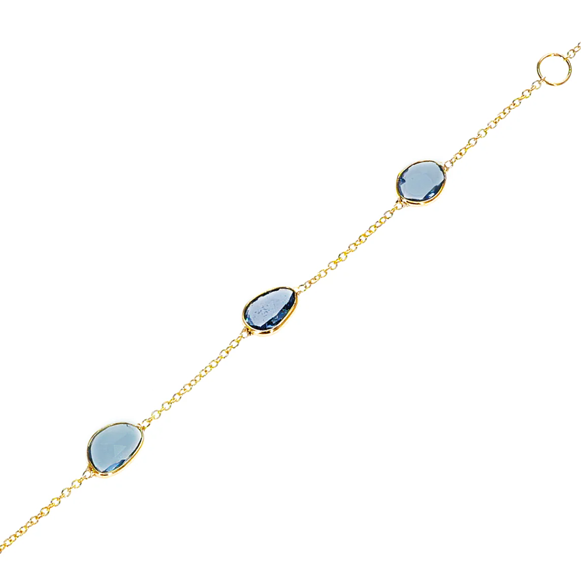 Mixed-Cut Swiss Blue Topaz Bracelet, 18k Yellow Gold