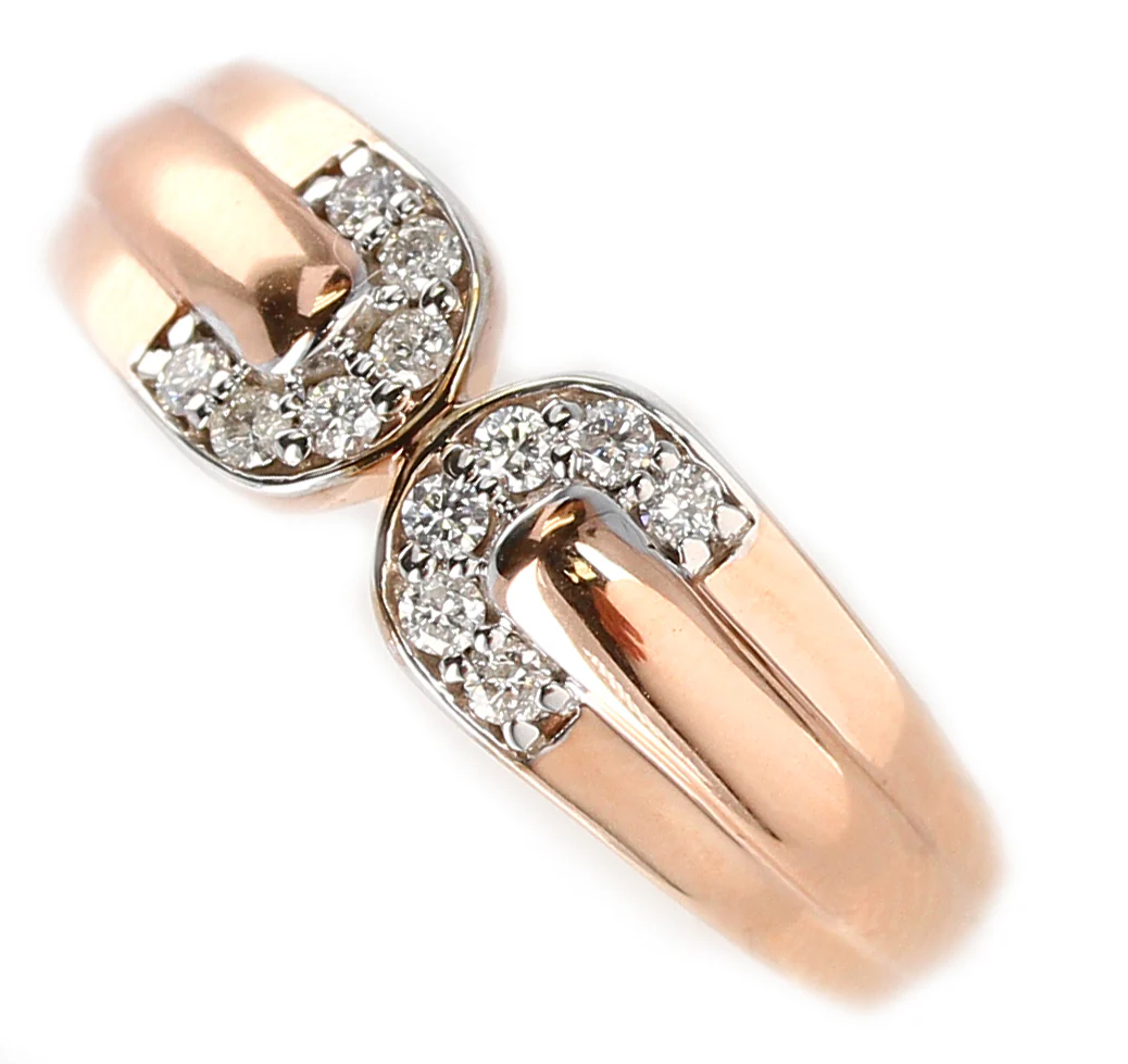 Double C Diamond Band, 14K Rose Gold