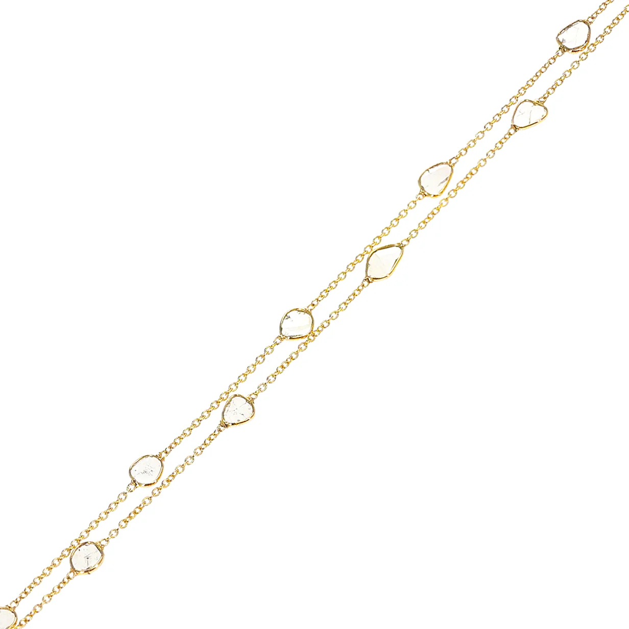 Double Line Diamond Slices Bracelet, 18K