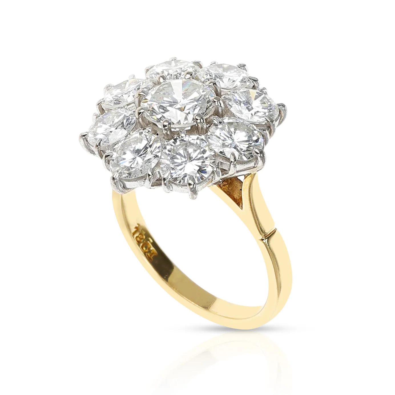 Floral 4+ carats Diamond Cluster Ring, 18K