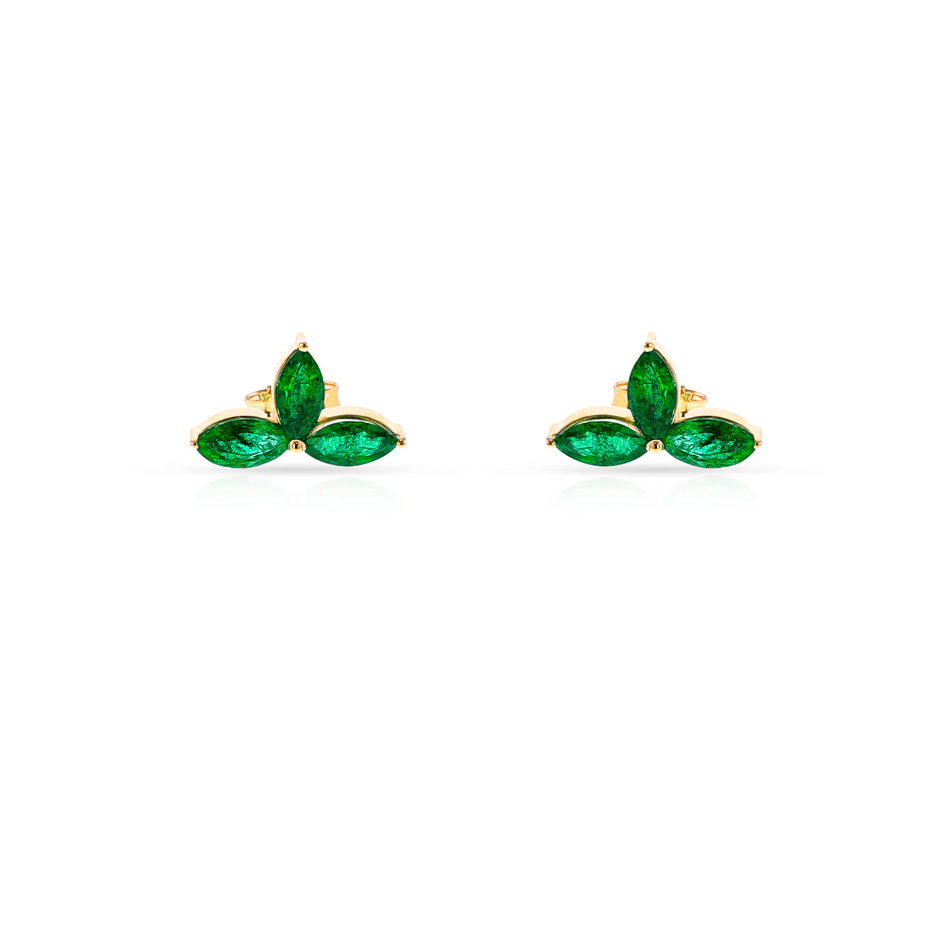 Marquise Emerald Trio Studs, 18K