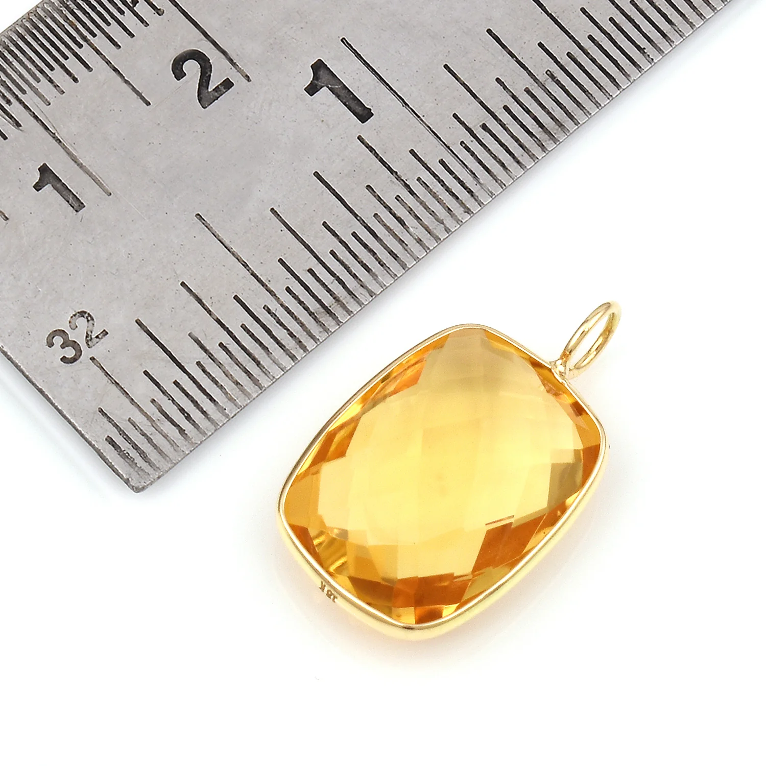 Rectangular Shape Citrine Pendant, 18K Yellow Gold