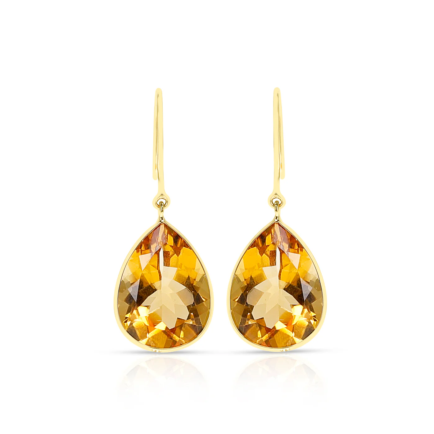 Citrine Pear Shape Dangling Earrings made in 18 Karat Yellow Gold.