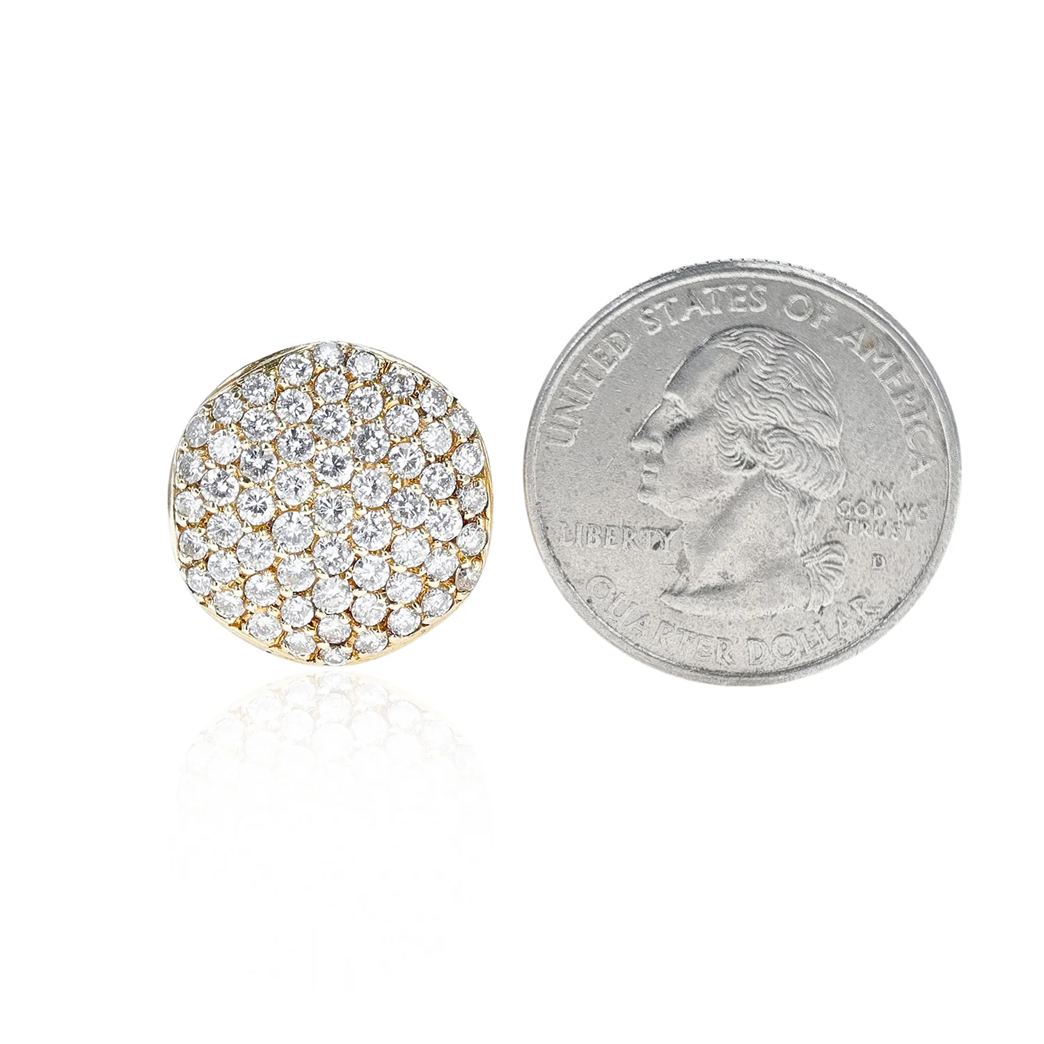 Round Circular 4.50 carat Diamond Earrings, 14K Yellow Gold