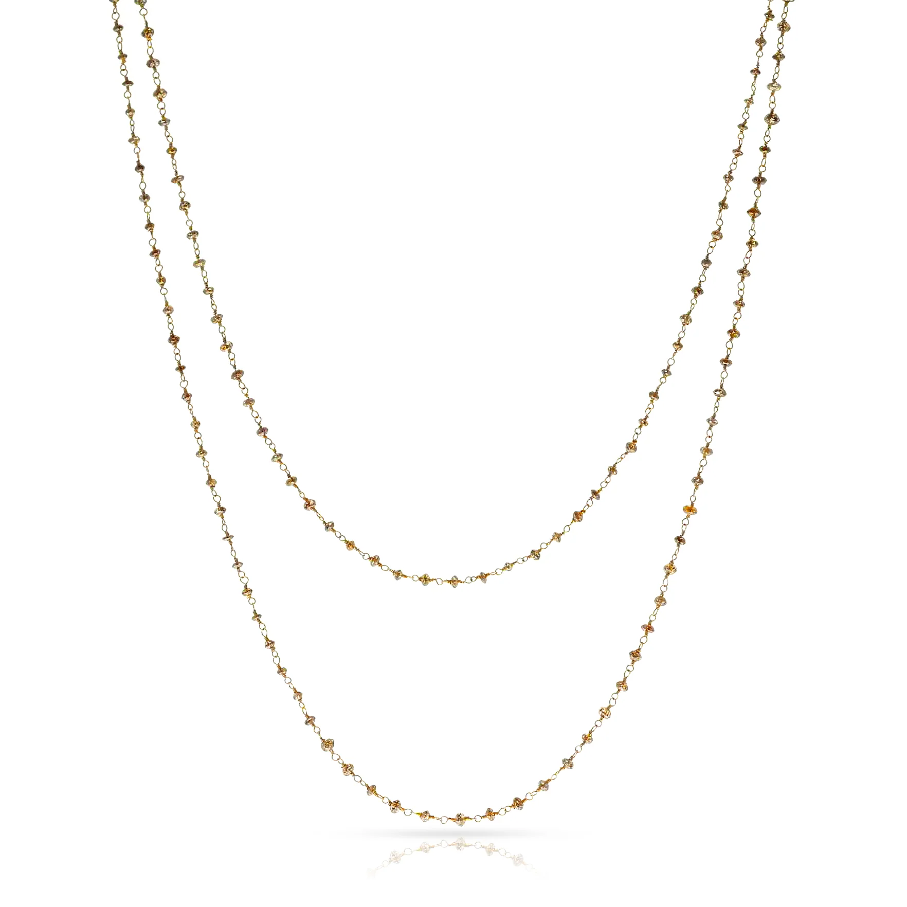 Brown Diamond Faceted Beads Wire Wrap Necklace, 40