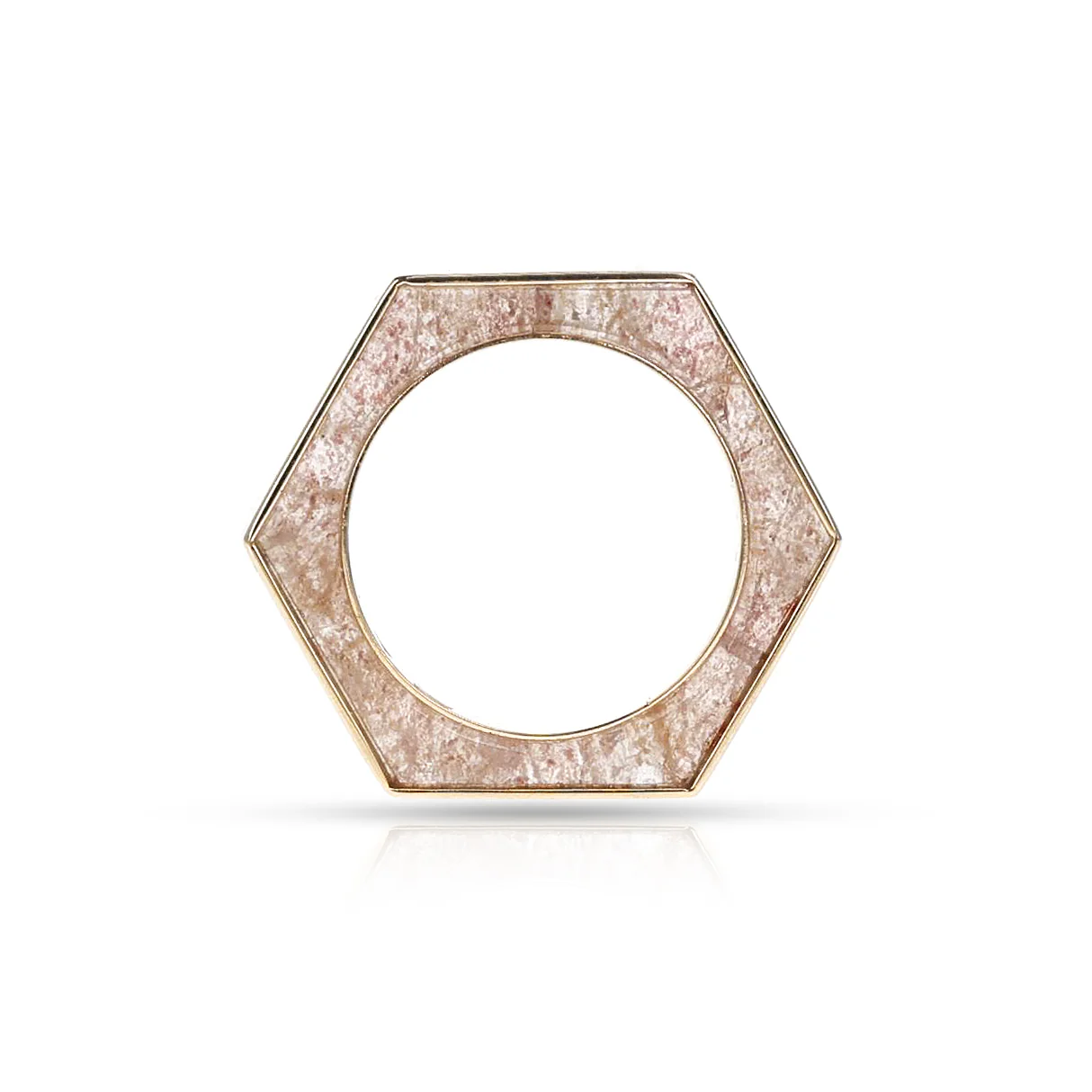 Hexagonal-Cut Strawberry Quartz Convertible Ring and Pendant, 18k