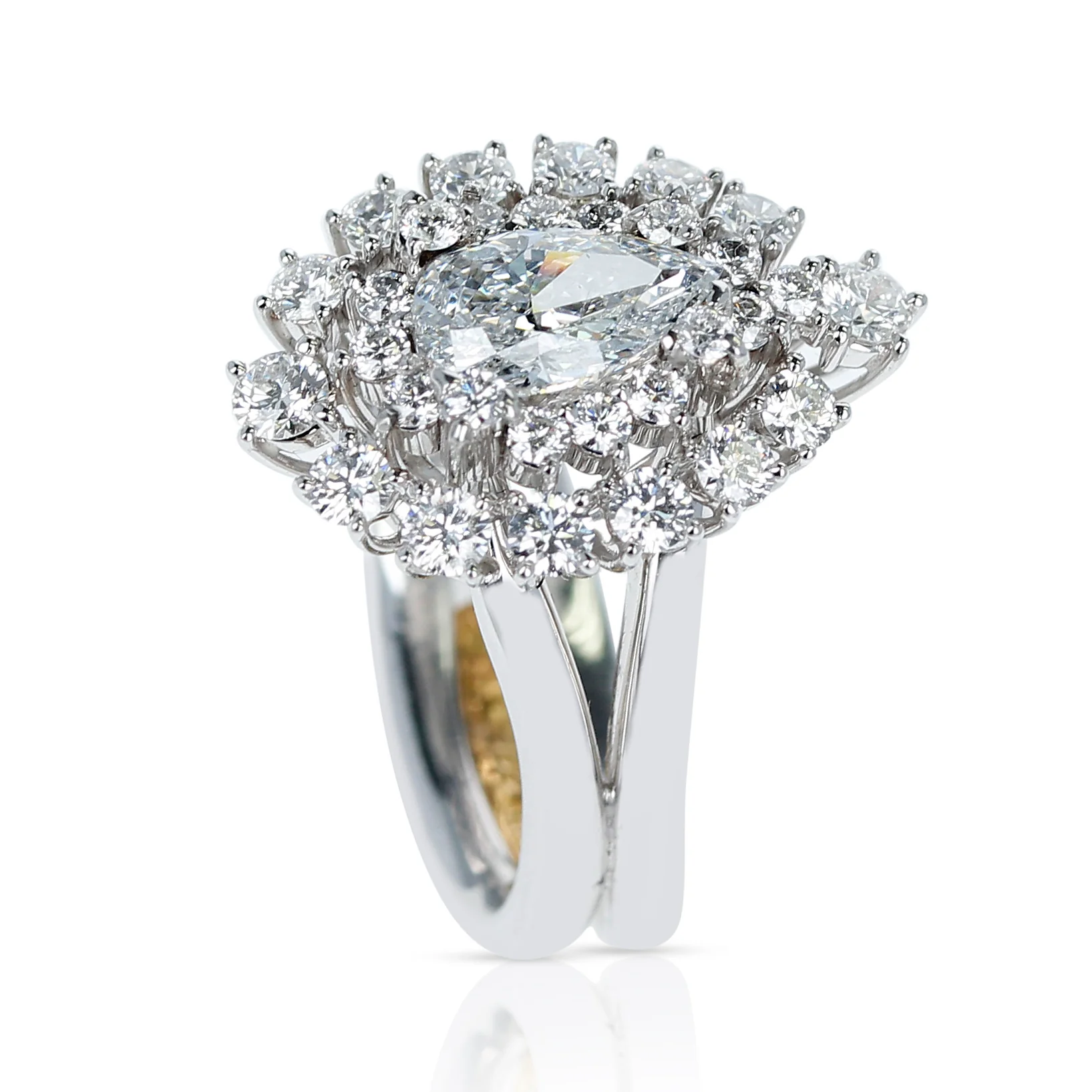 GIA Certified 1 carat D VS2 Pear Shape Diamond Double Halo Engagement Ring