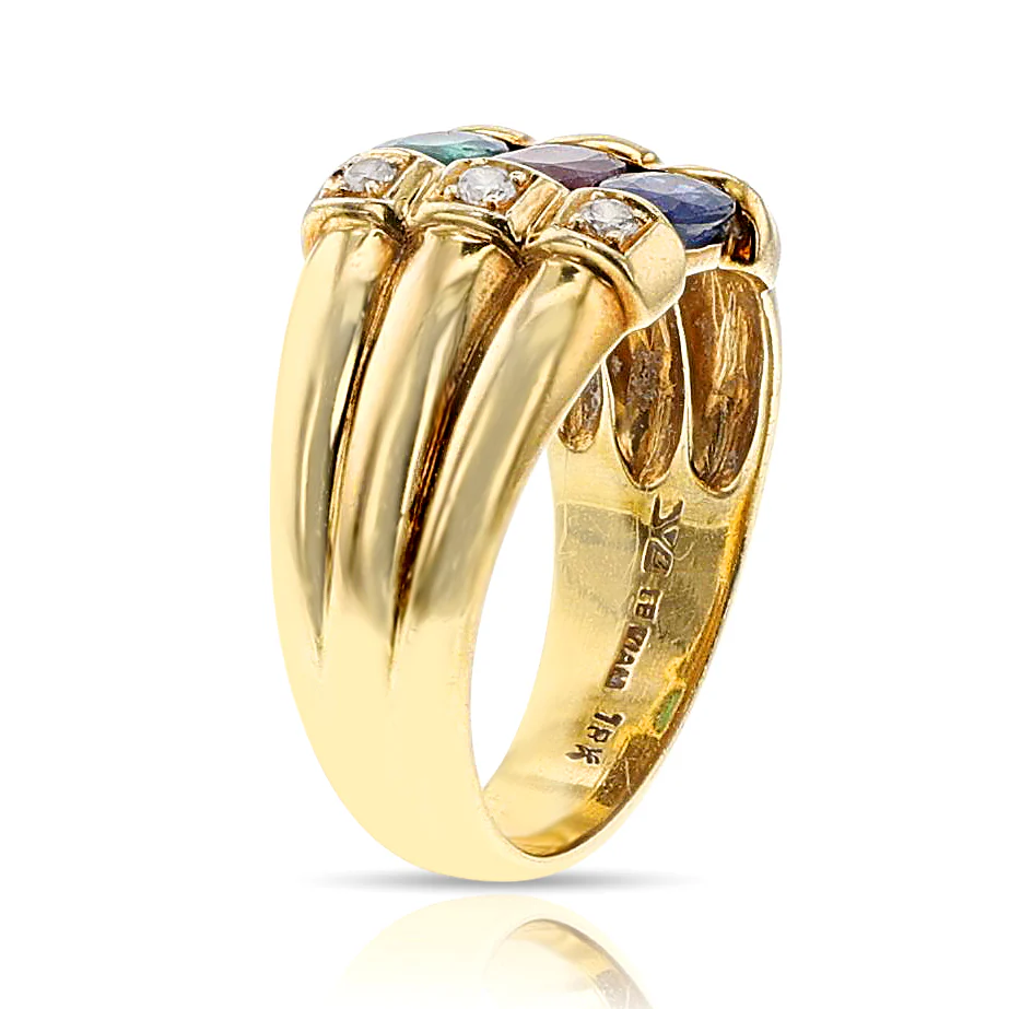 Ruby, Emerald, Sapphire and Diamond Ring, Levian, 18k
