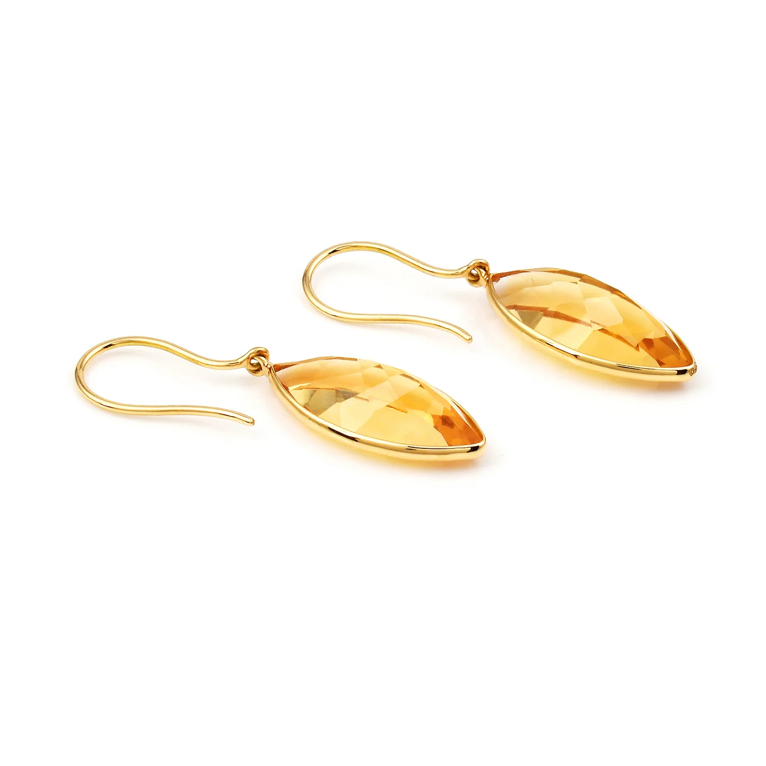 Citrine Marquise Shape Dangling Earrings made in 18 Karat Yellow Gold.