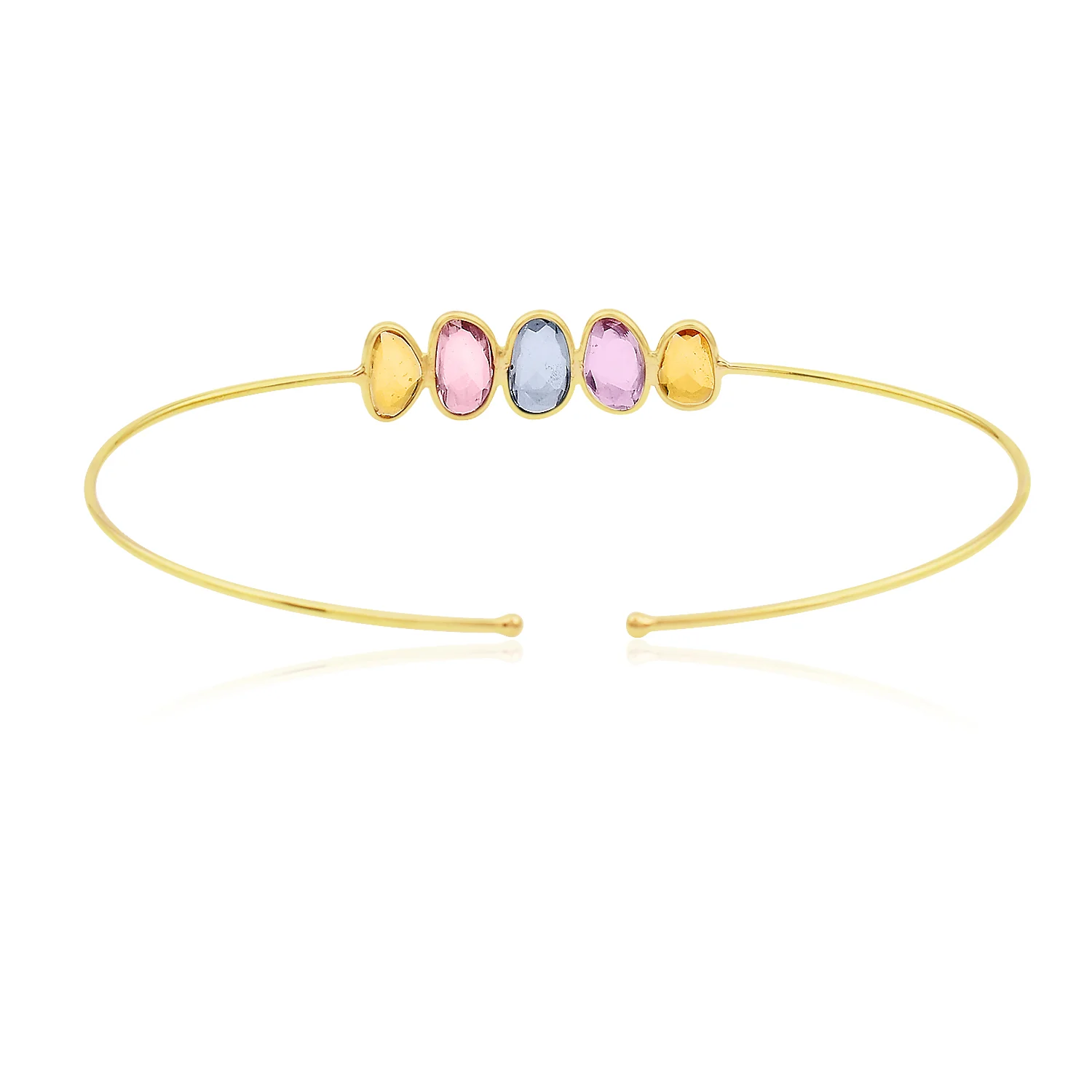 Mixed Cut Multi-Sapphire Bangle, 18K