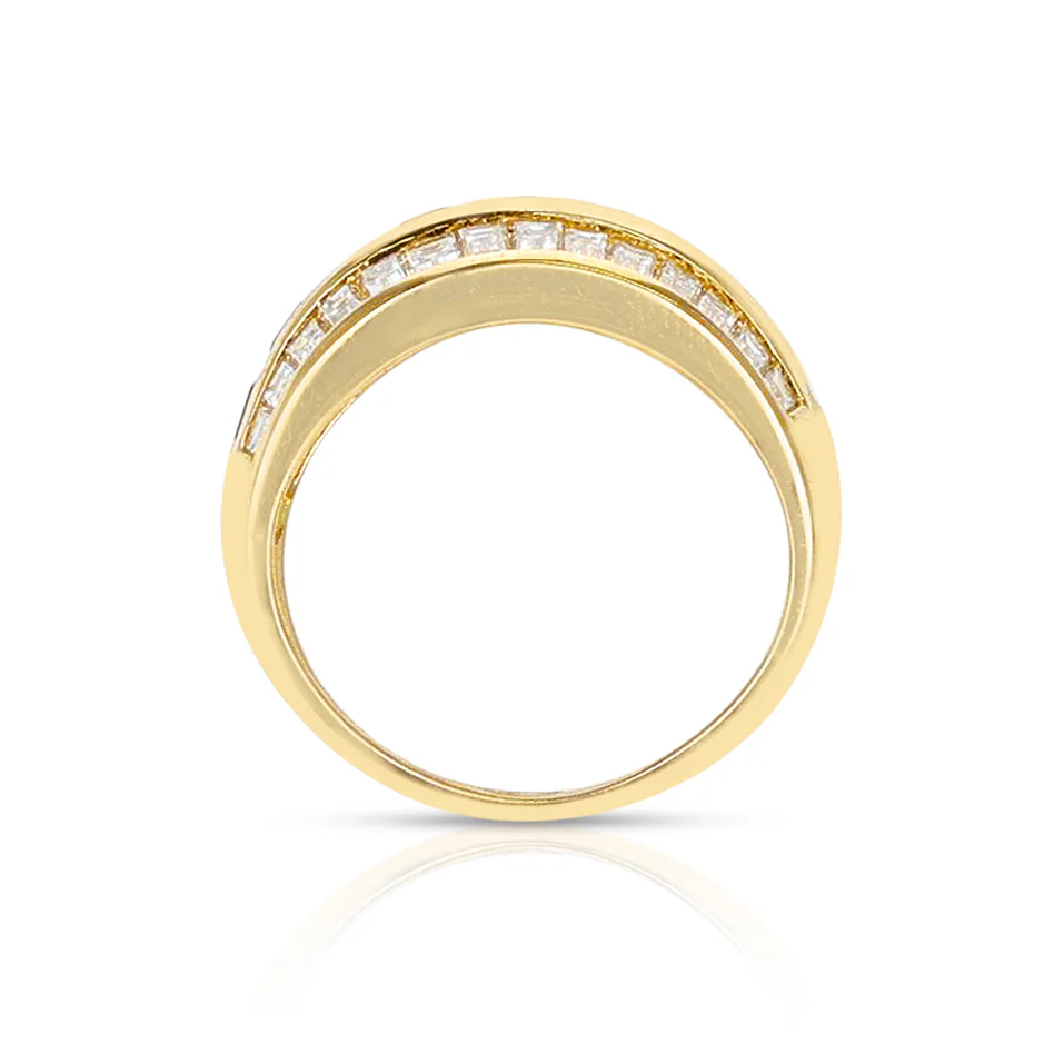 1.50 ctw. Diamond and 1.22 ctw. Ruby Three Row Estate Ring, 18K