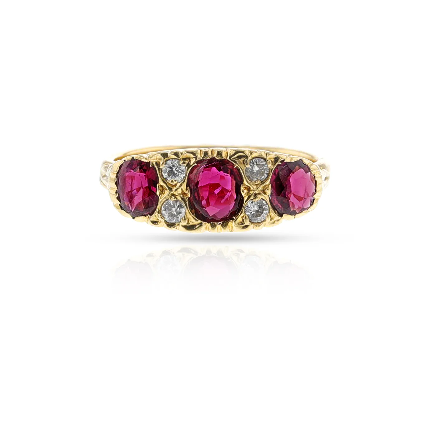 Three-Stone Ruby and Diamond Ring, 18k