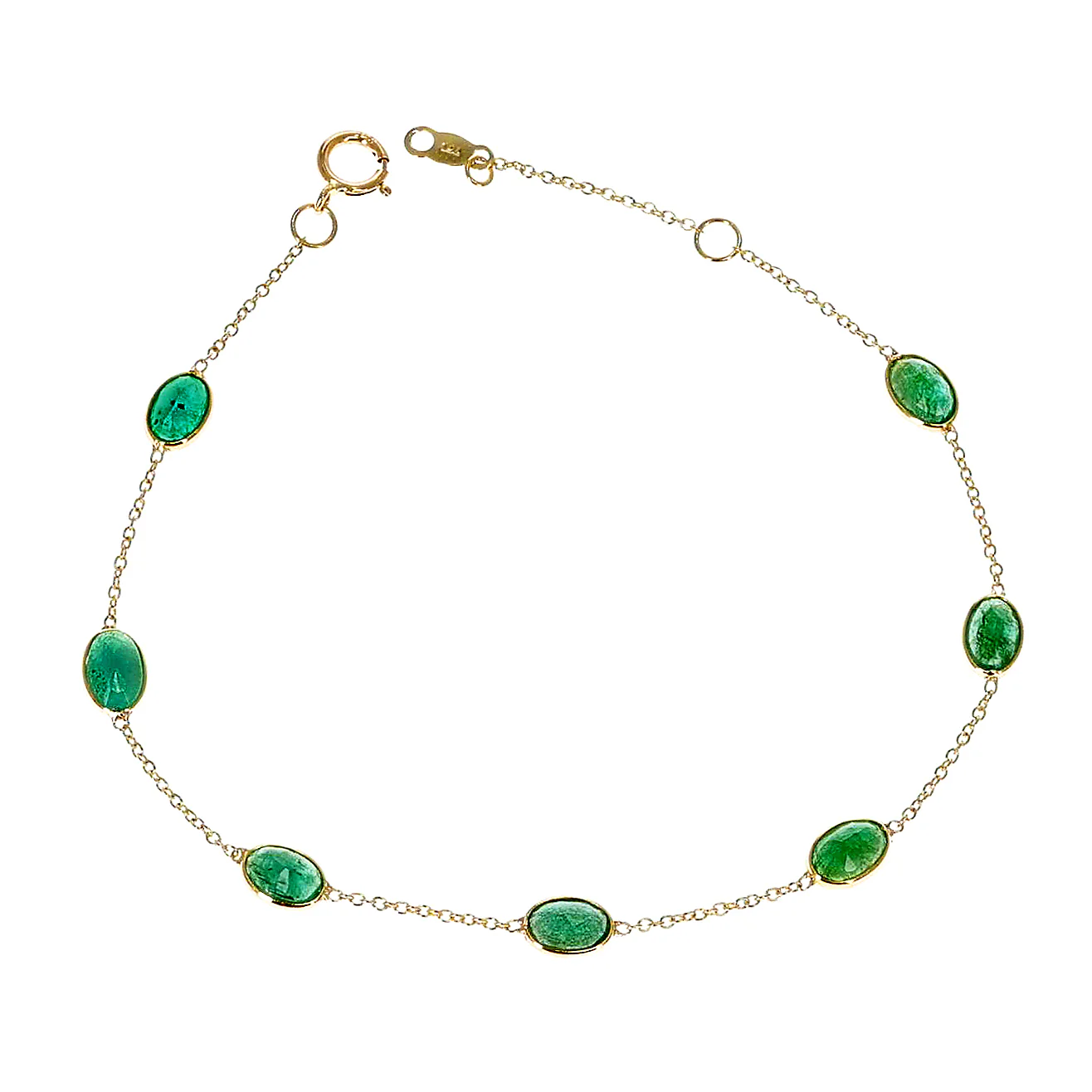 Oval Genuine Emerald 18k Yellow Gold Bracelet