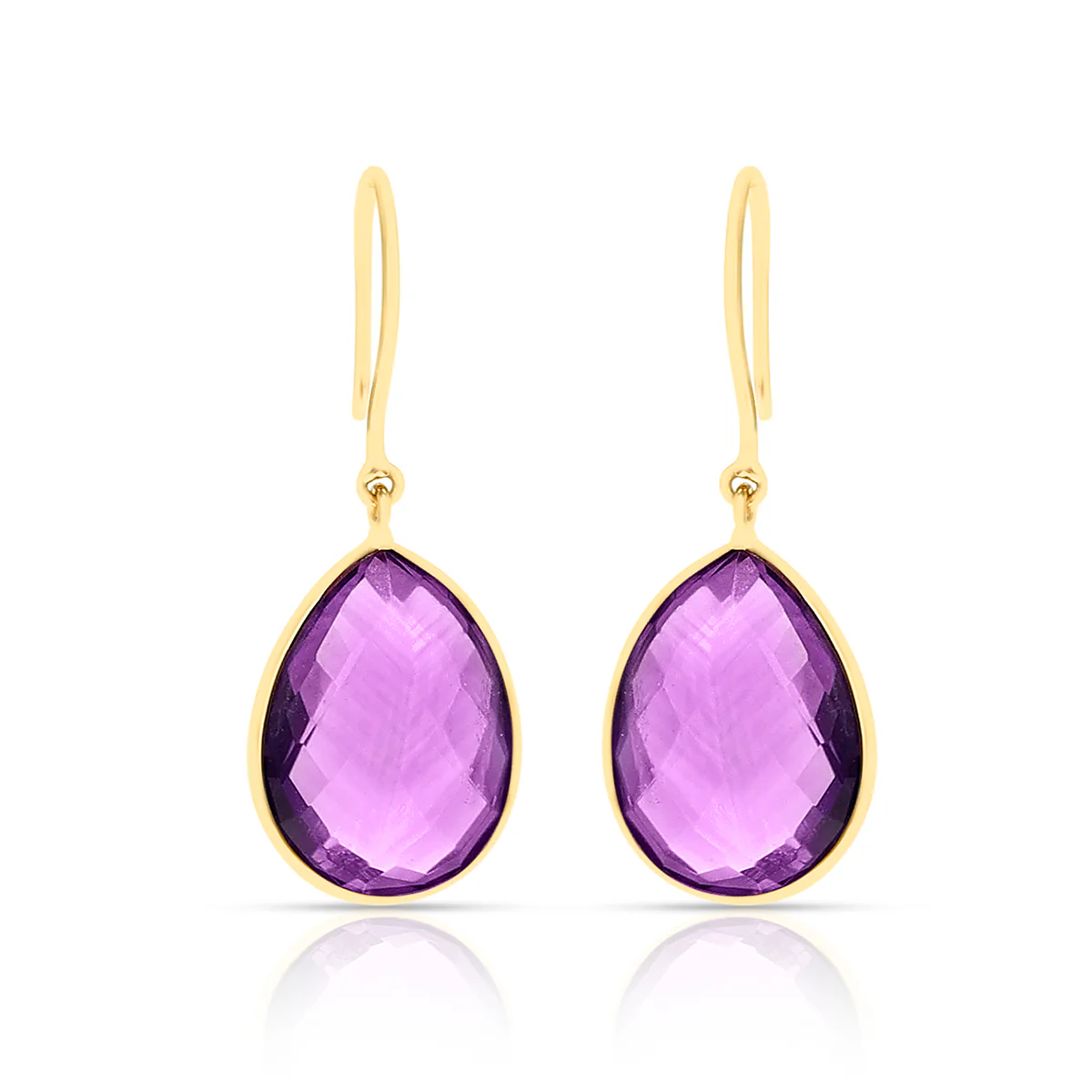 Amethyst Pear Shape Dangling Earrings made in 18 Karat Yellow Gold.