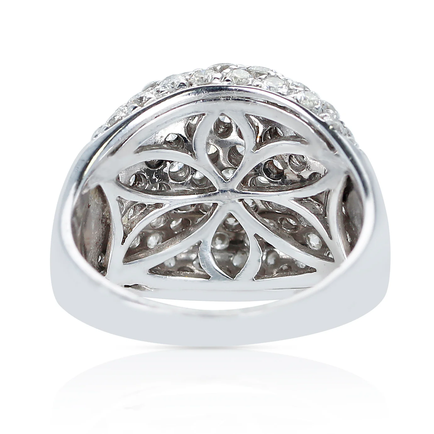 2.50 cts. Diamond Bombe Cocktail Ring, 18k White Gold