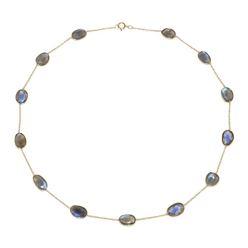 Mixed Cut Large Gemstone Necklace, 18k