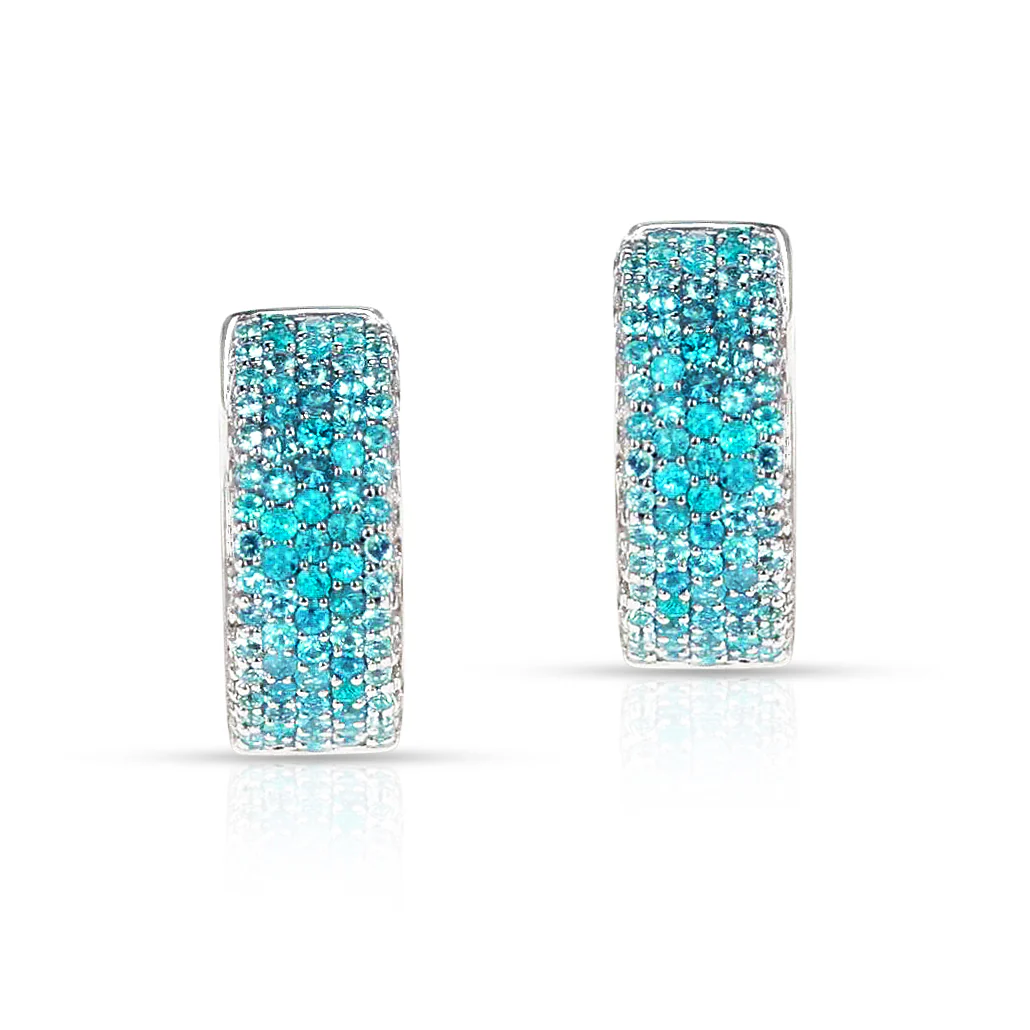 Brazilian Paraiba and Diamond Hoop Earrings, 18k