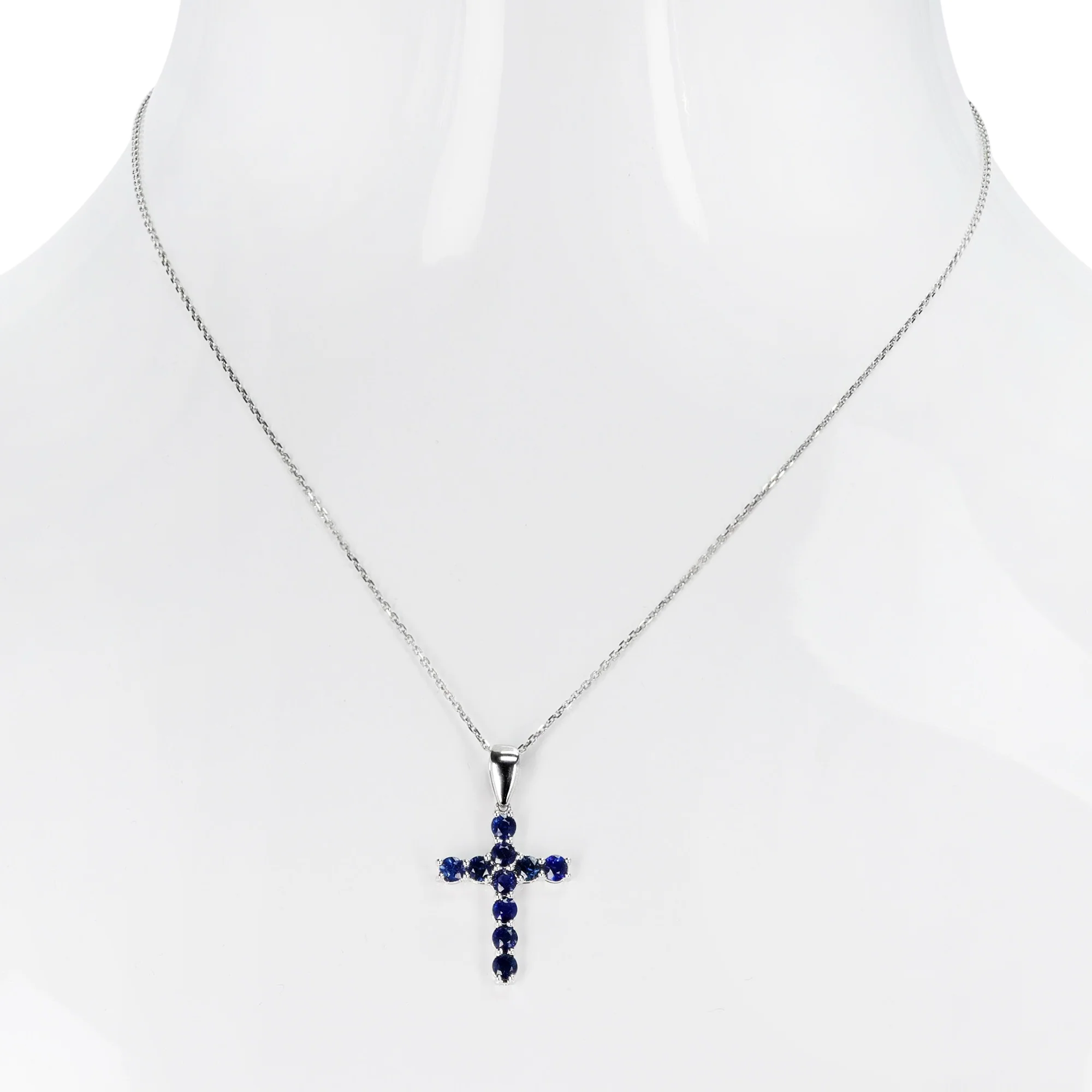 Gemstone Cut-Stone Cross Pendant, 18k