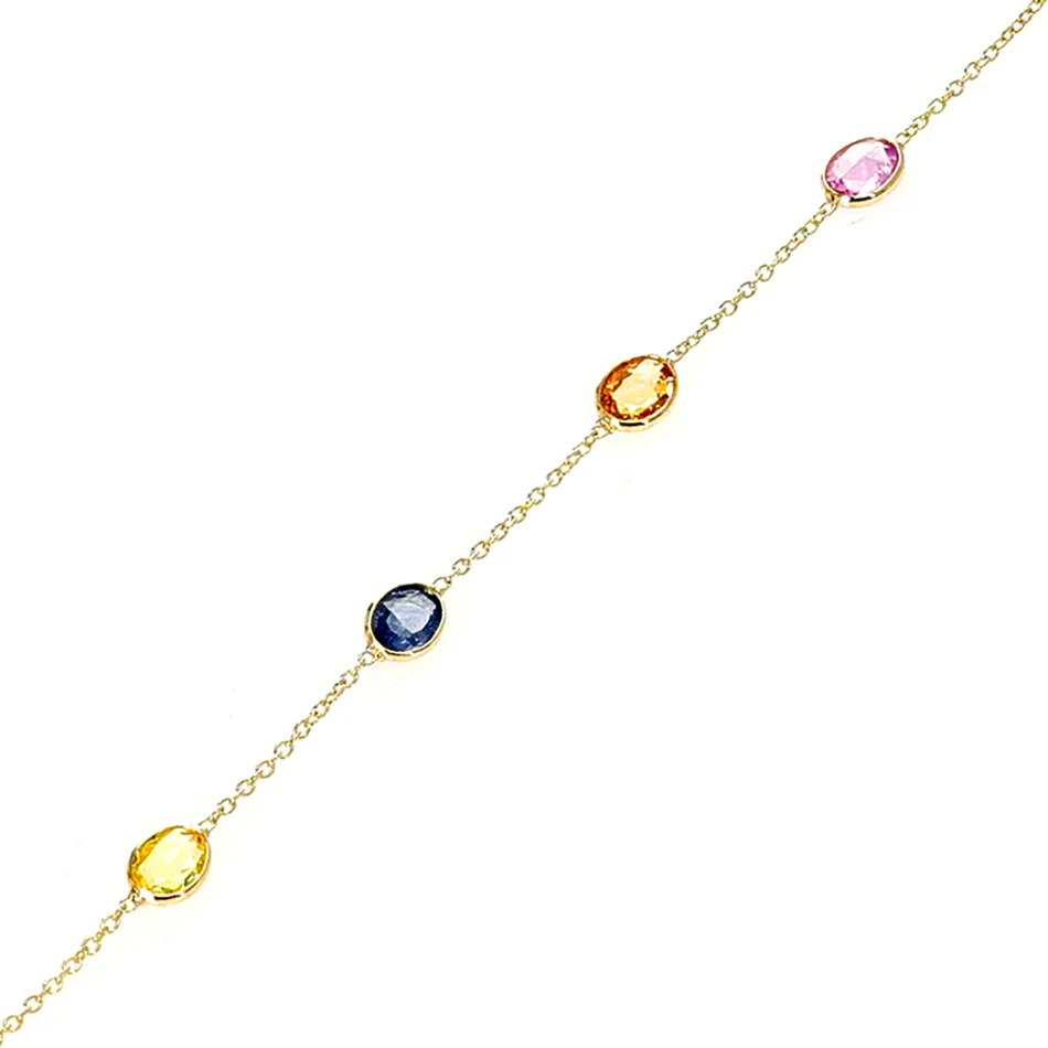 Oval Multi-Sapphire Bracelet, 18K