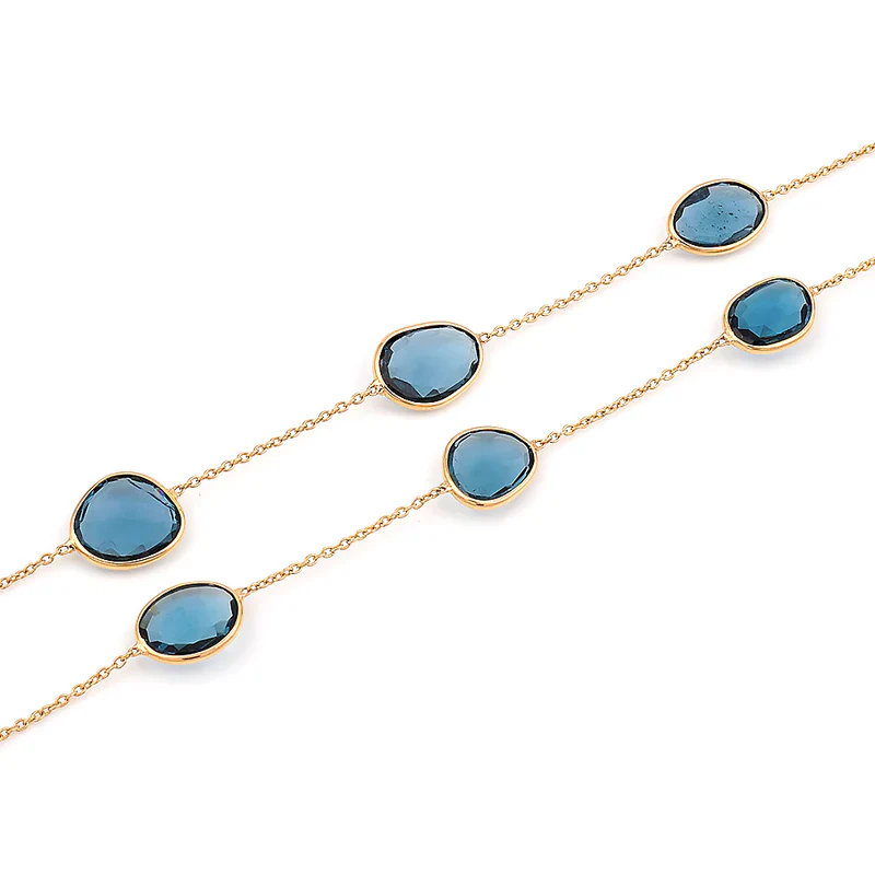 Mixed Cut Large Gemstone Necklace, 18k