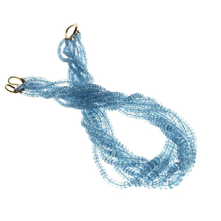 Aquamarine Beads and Yellow Gold Necklace