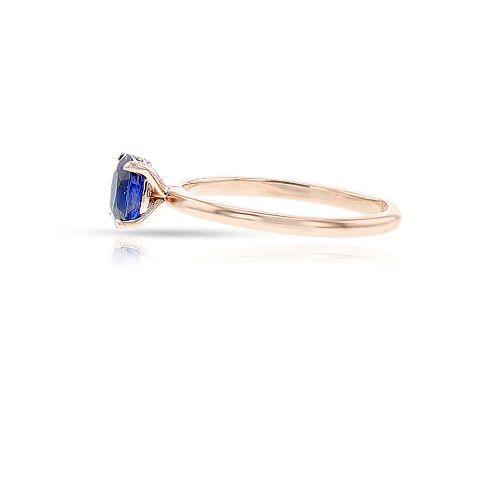 GIA Certified 0.80 ct. Unheated Burma Sapphire Ring, 14k Rose