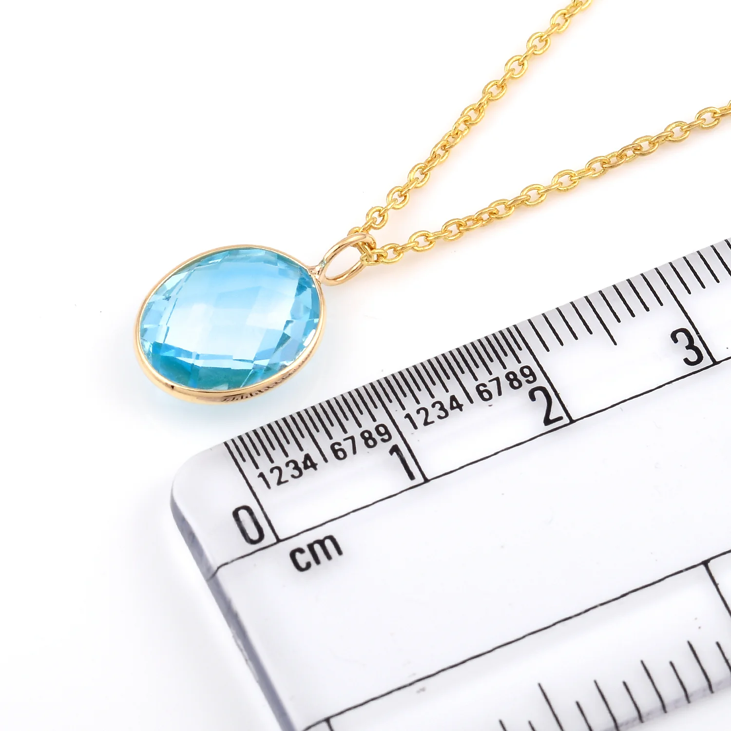Oval Semi-Precious Gemstone Pendant, 14k