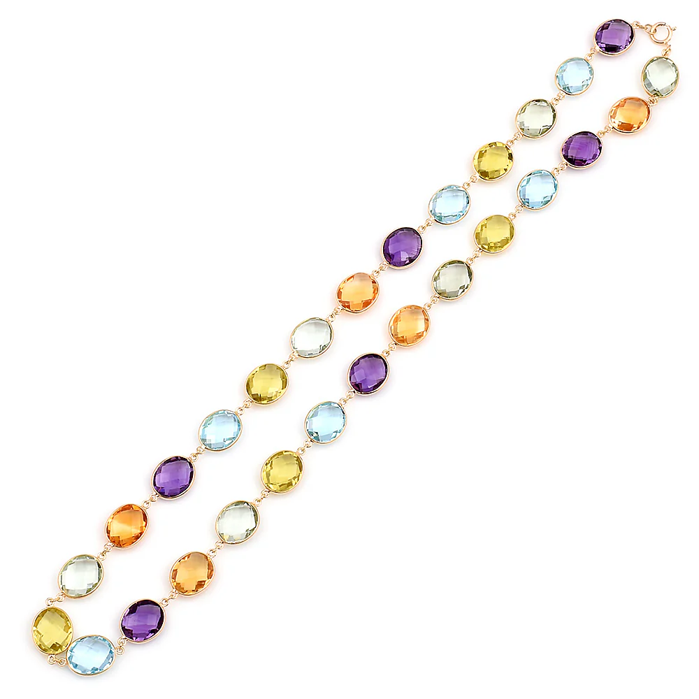 Citrine, Purple and Green Amethyst, Blue and Lemon Topaz, 18k