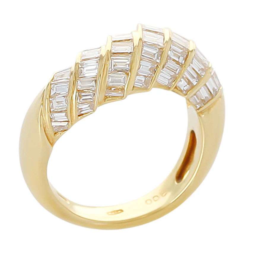 Step-Design Diamond Cocktail Ring, 18K Yellow Gold