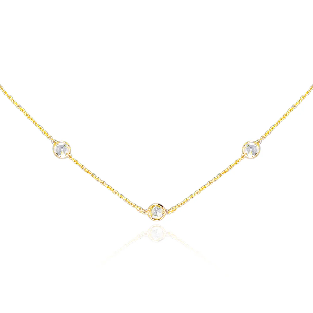 Five Diamond Rose Cut Necklace, 18K