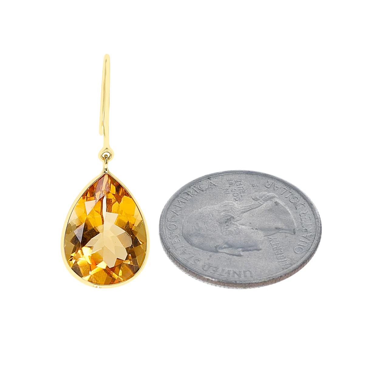 Citrine Pear Shape Dangling Earrings made in 18 Karat Yellow Gold.