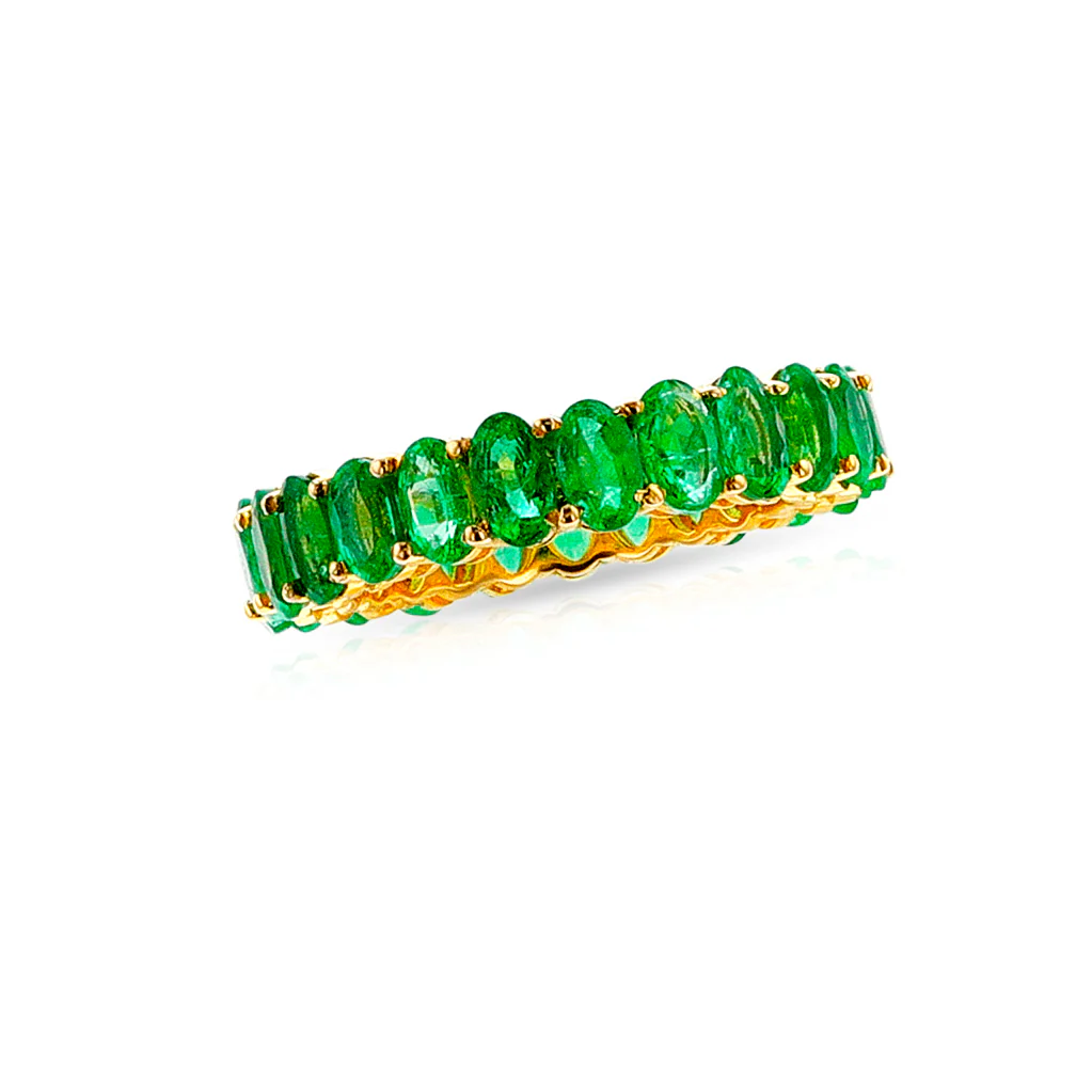Emerald Oval Eternity Band, 14k