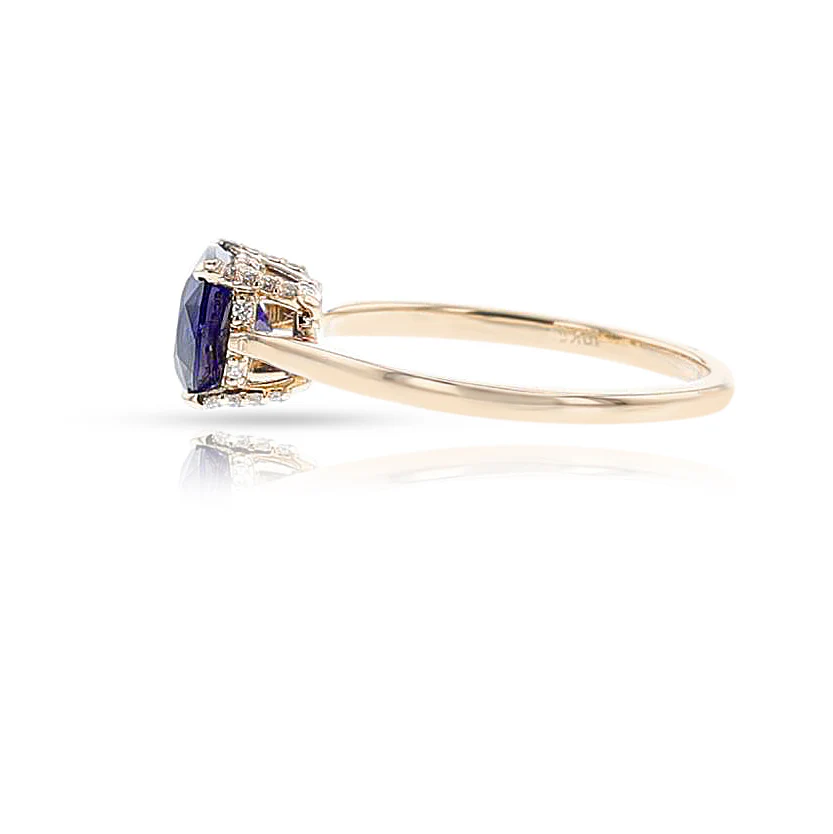 GIA Certified 1.69 ct. Unheated Burma Sapphire Ring with Diamonds, 14k Yellow