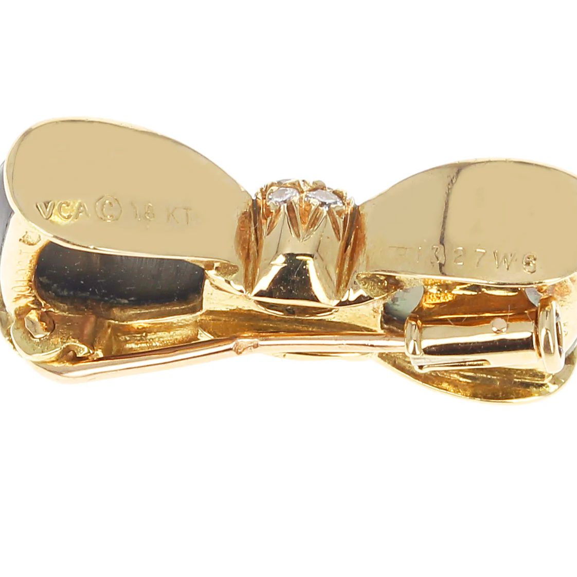 Van Cleef & Arpels Labradorite and Diamonds Bow Pin and Brooch, 18K Yellow